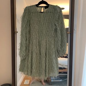 ASOS Sage Green Feathered Mini Dress